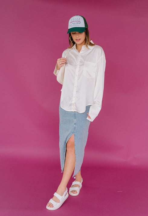 Satin Summer Top// Pearl