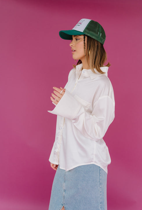 Satin Summer Top// Pearl