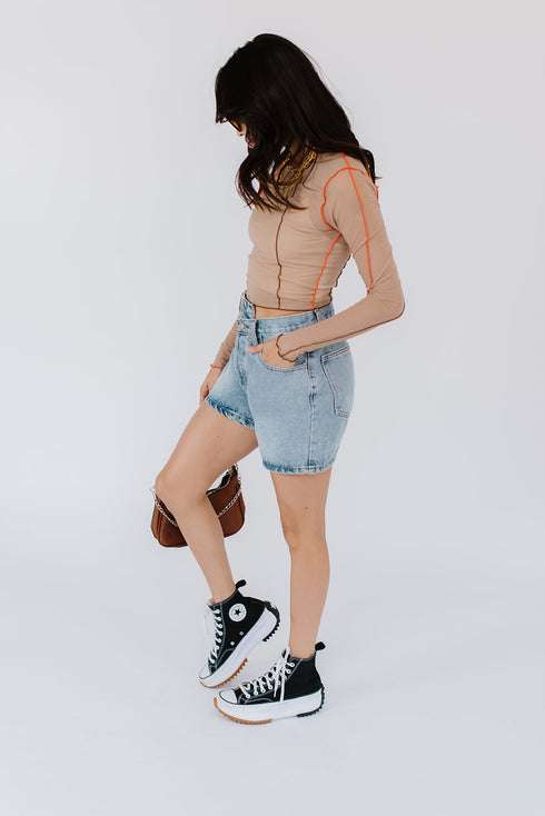 Fast Lane Mesh Top // Tan