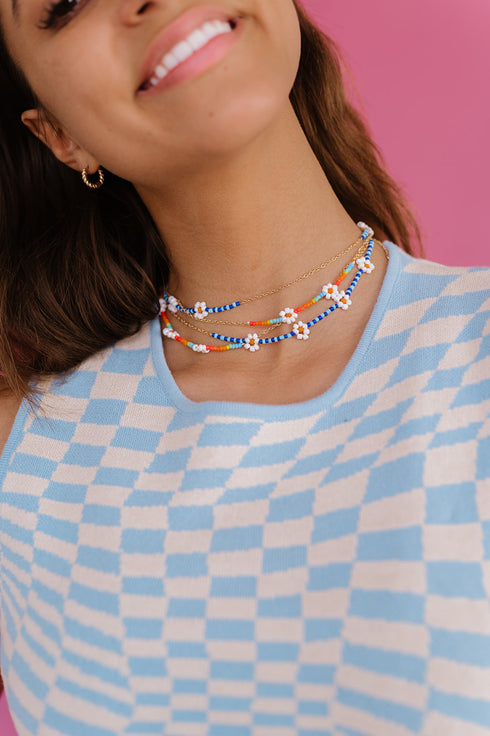 Daisy Daze Beaded Choker // Rainbow