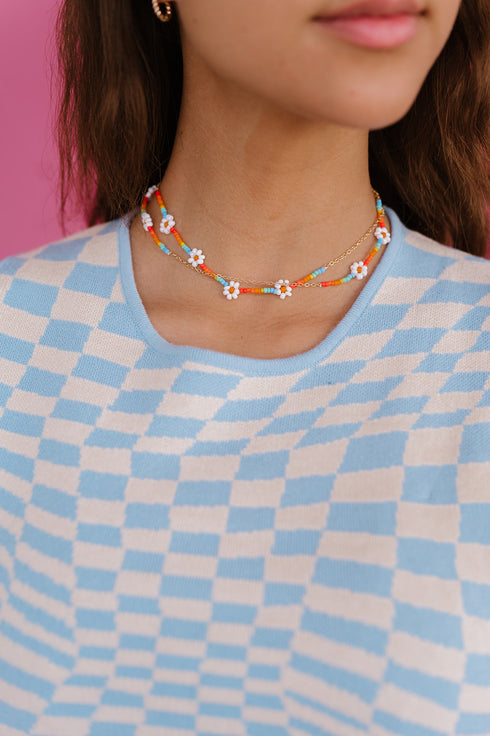 Daisy Daze Beaded Choker // Rainbow