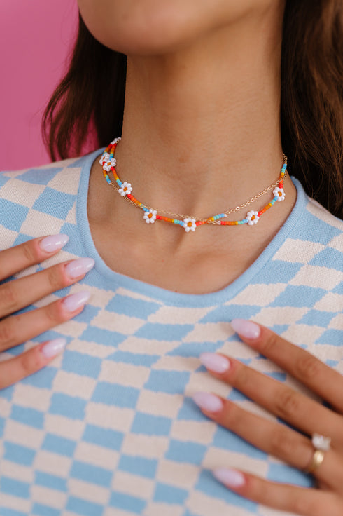 Daisy Daze Beaded Choker // Rainbow