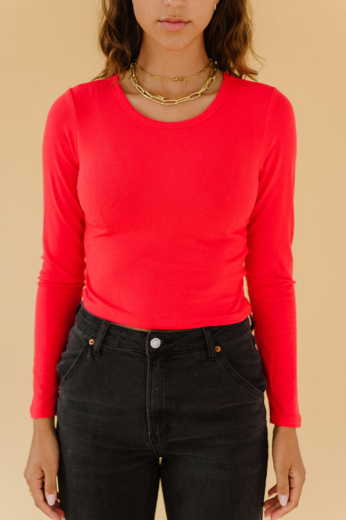 Red Hot Ribbed Top