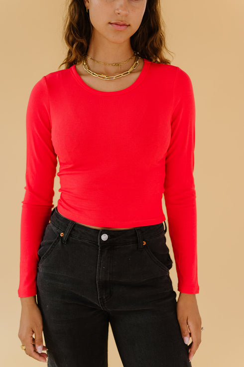 Red Hot Ribbed Top