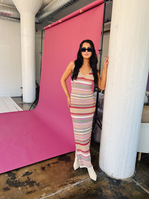Beach & Disco Knit Dress // Pink Multi