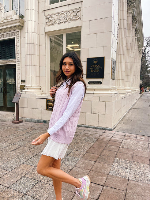 Clueless Cable Knit Vest// Lilac