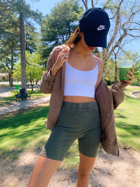 Switch Up Biker Short// Olive