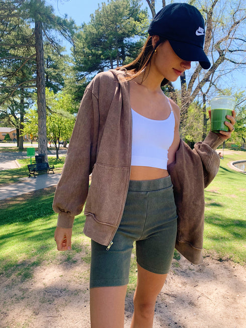 Switch Up Biker Short// Olive