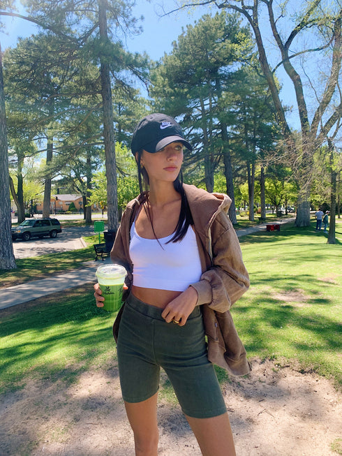 Switch Up Biker Short// Olive