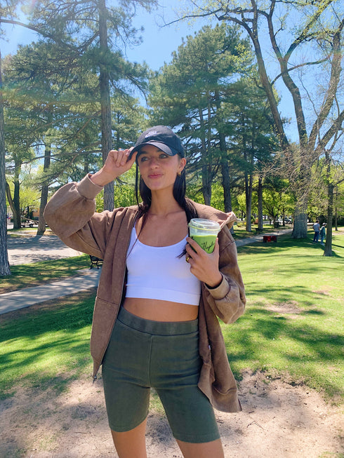 Switch Up Biker Short// Olive