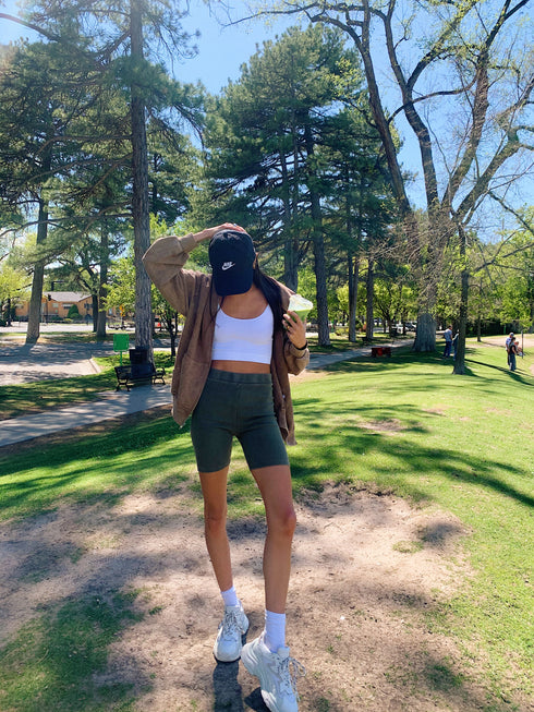 Switch Up Biker Short// Olive