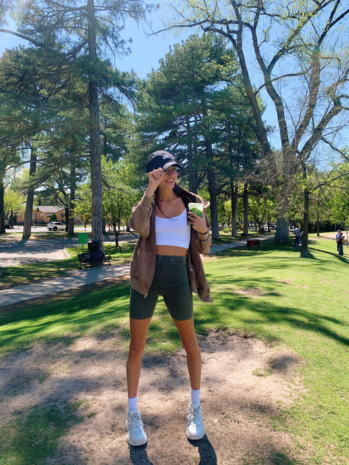 Switch Up Biker Short// Olive