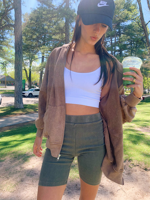 Switch Up Biker Short// Olive