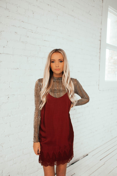 Sweet Talker Slip Dress in Wine