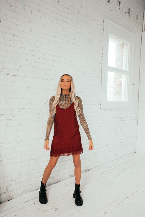 Sweet Talker Slip Dress in Wine