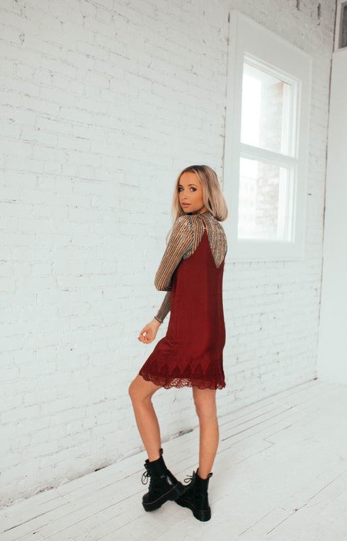 Sweet Talker Slip Dress in Wine