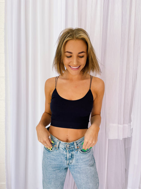 Lulu Ribbed Brami// Black