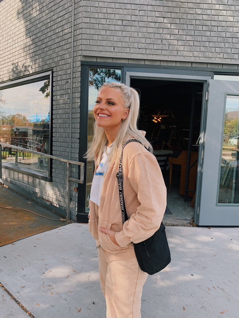 Wake Up Late Hoodie// Tan