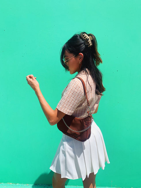 Vintage Summer Checked Top// Tan *HAI'S PICK*