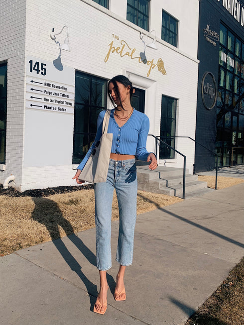 French Icon Ribbed Top// Ocean