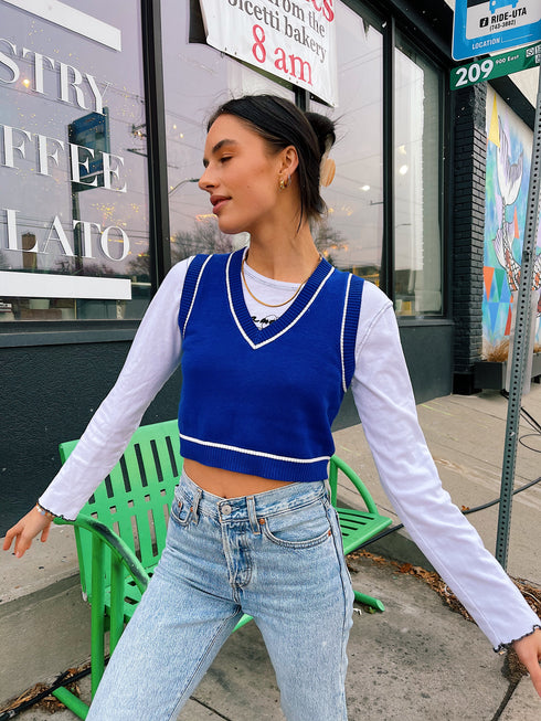 Feeling Electric Knit Vest// Cobalt