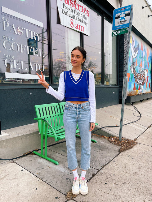 Feeling Electric Knit Vest// Cobalt