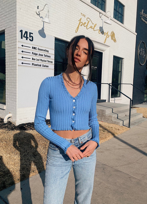 French Icon Ribbed Top// Ocean