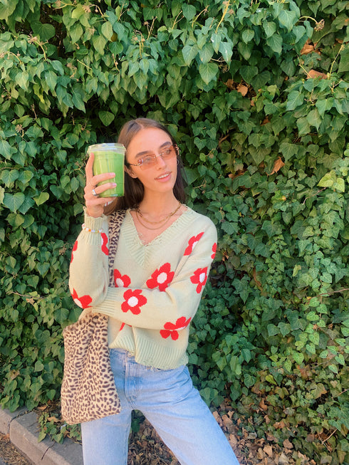 La La Retro Floral Sweater