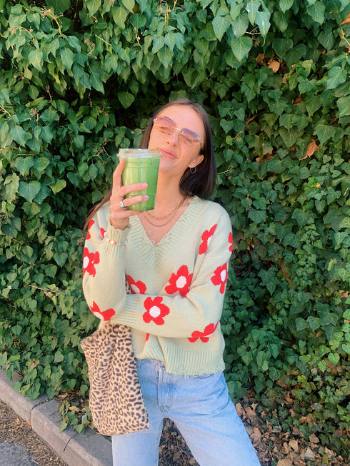 La La Retro Floral Sweater