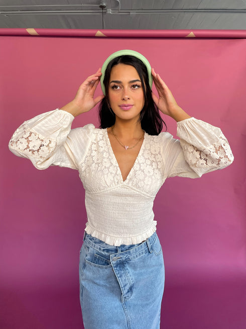 Sun Drenched Floral Top// Cream