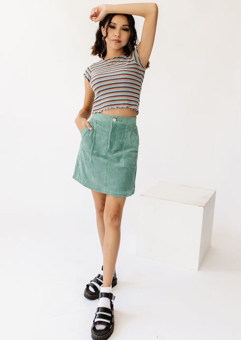 With The Band Mini Skirt// Teal