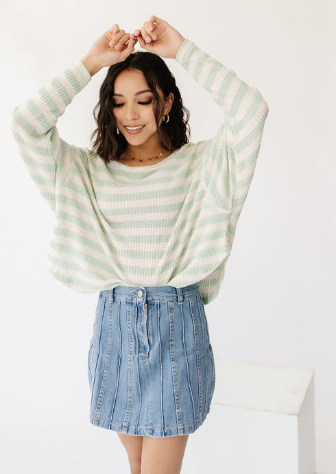 West Coast Striped Top// Sage