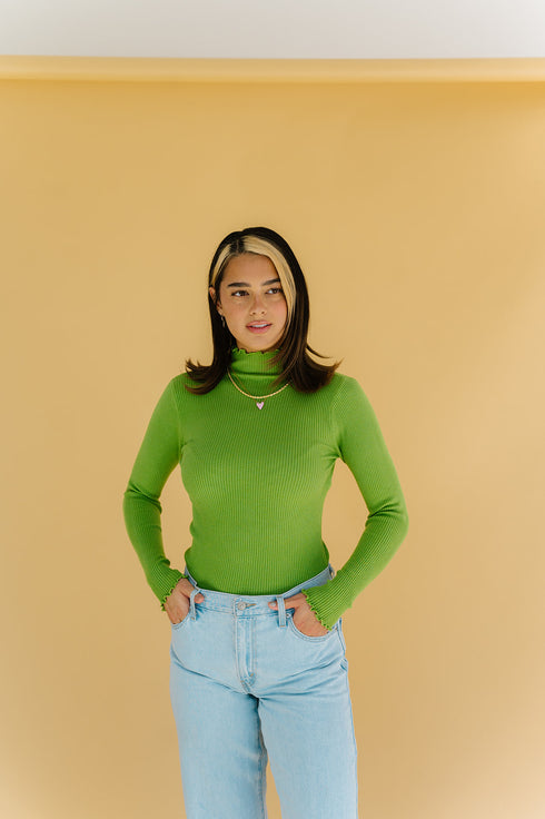 Fall Bestie Ribbed Top // Green