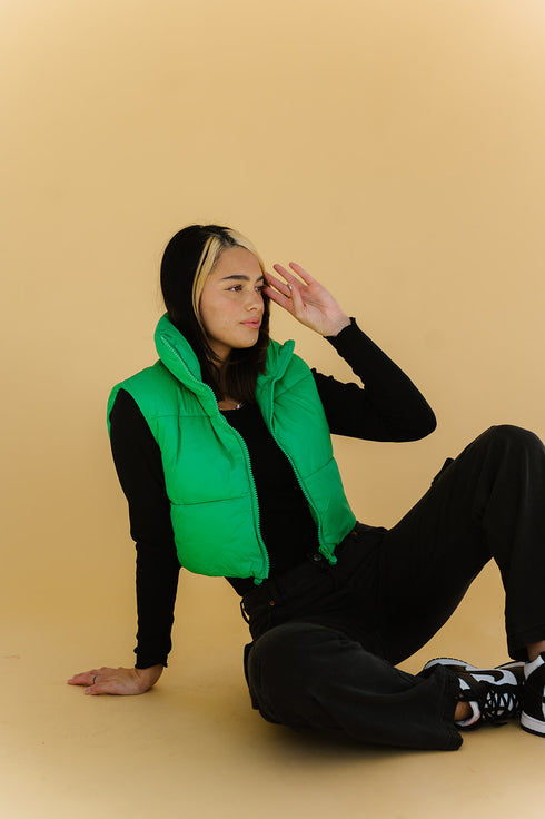 Cool Girls Club Puffer Vest // Green