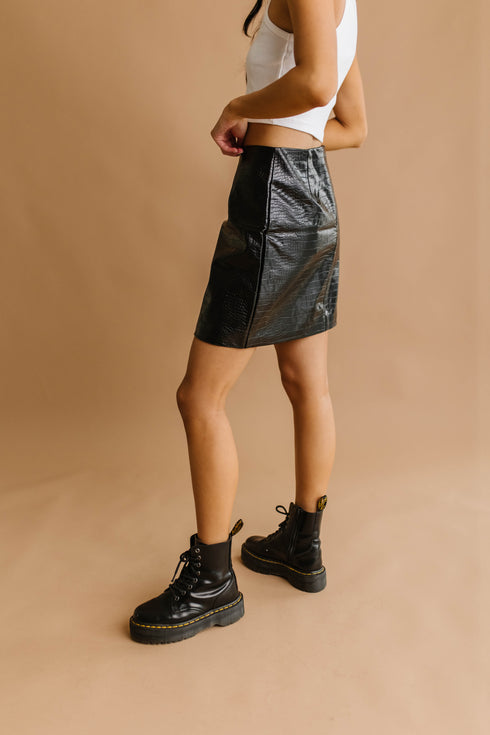 Fall Edit Croc Mini Skirt