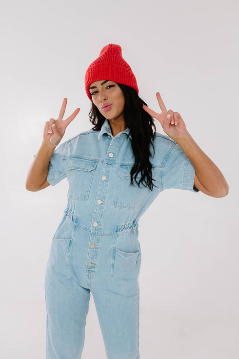 Kiss Cam Denim Jumpsuit