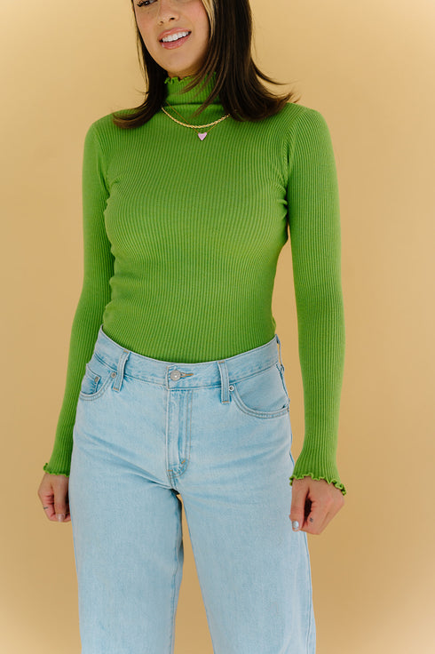 Fall Bestie Ribbed Top // Green