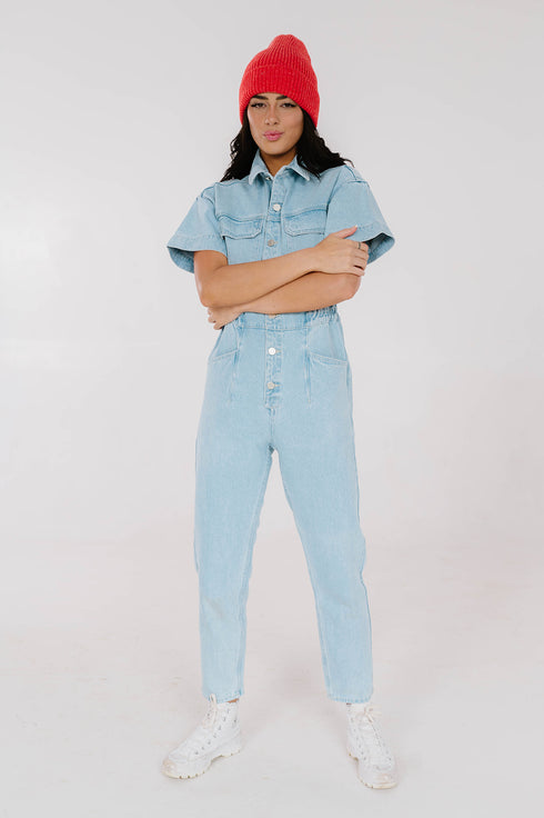 Kiss Cam Denim Jumpsuit