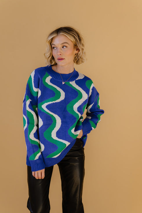 Heart Of Glass Sweater// Electric Blue