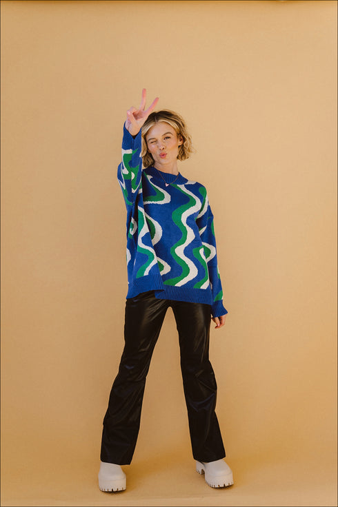 Heart Of Glass Sweater// Electric Blue