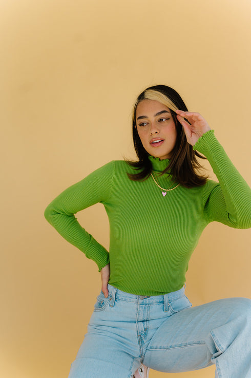 Fall Bestie Ribbed Top // Green