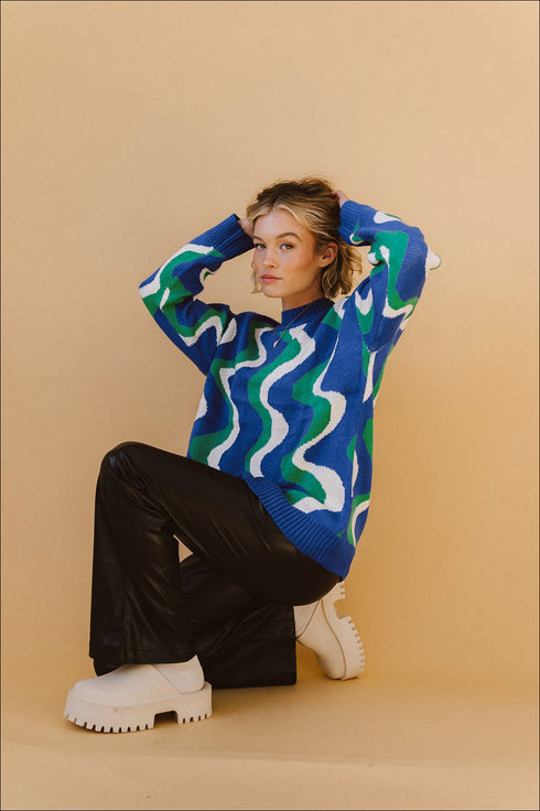 Heart Of Glass Sweater// Electric Blue