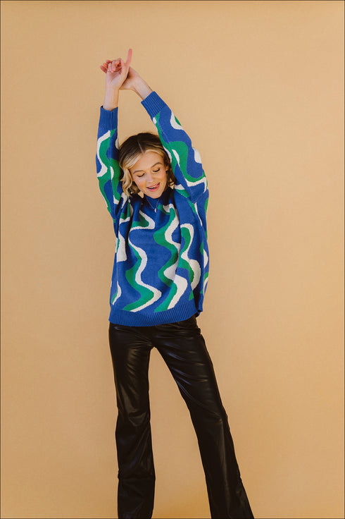 Heart Of Glass Sweater// Electric Blue