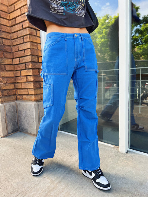 Don't Blame Me Cargo Pants// Cobalt
