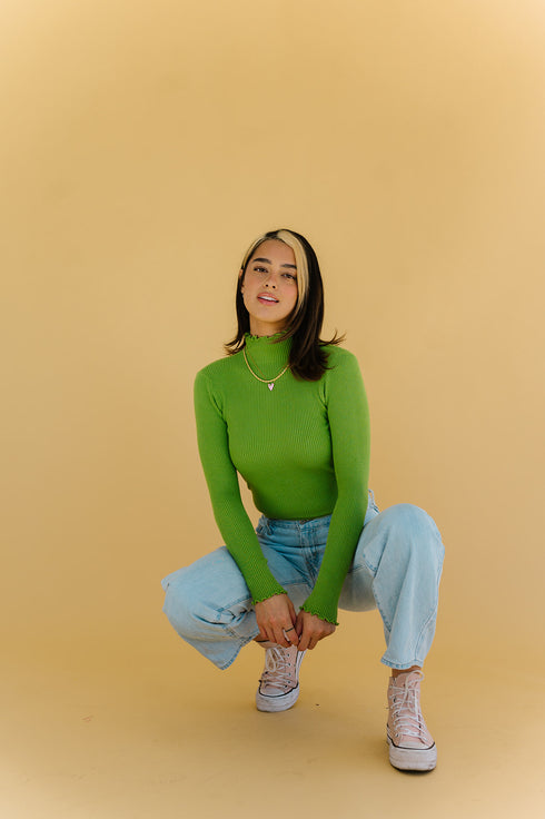 Fall Bestie Ribbed Top // Green
