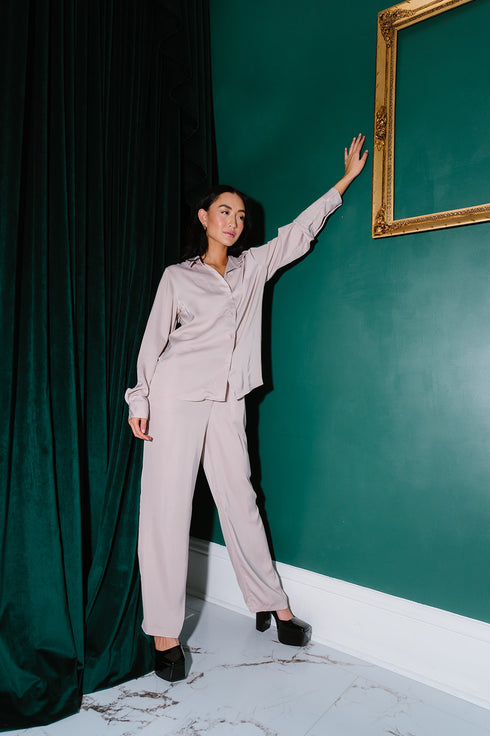 After Midnight Satin Top// Cream