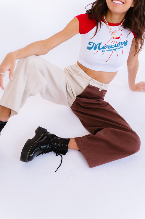 Keeping Cool Color-Block Pant// Chocolate