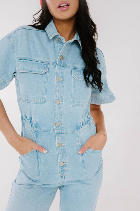 Kiss Cam Denim Jumpsuit