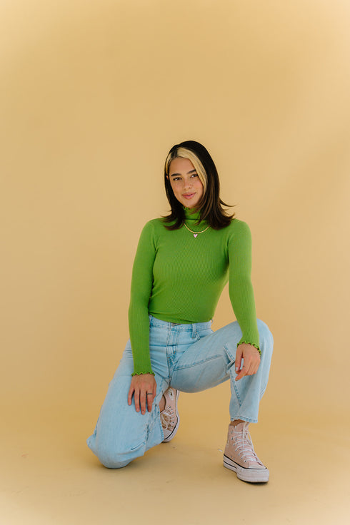 Fall Bestie Ribbed Top // Green