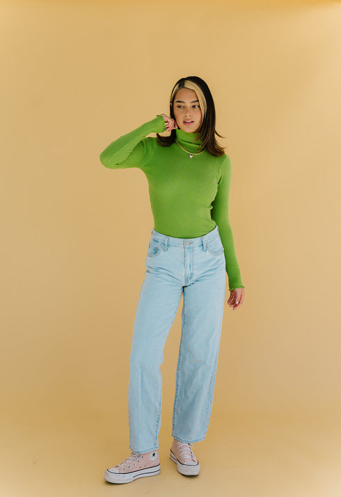 Fall Bestie Ribbed Top // Green
